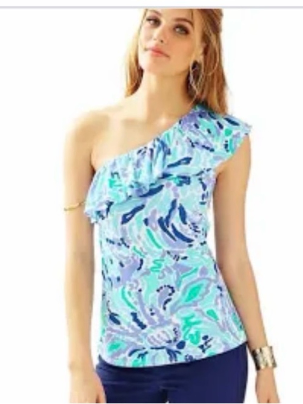 Lilly Pulitzer Neveah One-Shoulder Ruffle Top - XS